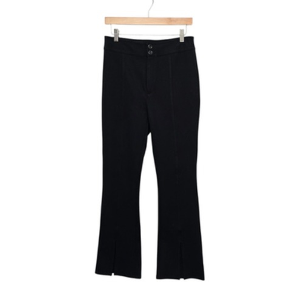 Maeve Pants Womens 6 Black‎ Stretch Knit Flare Slit Hem Pockets Mid Rise Zip Fly